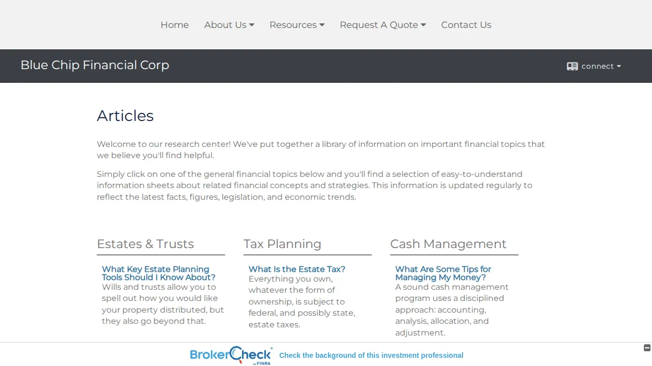Blue Chip Financial Corp. page
