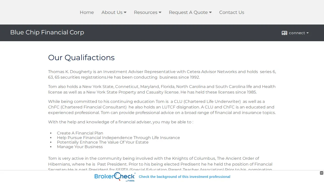 Blue Chip Financial Corp. page