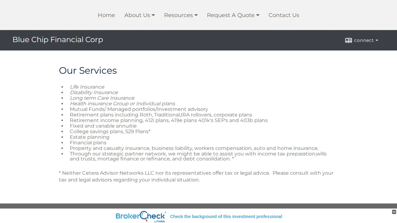 Blue Chip Financial Corp. page