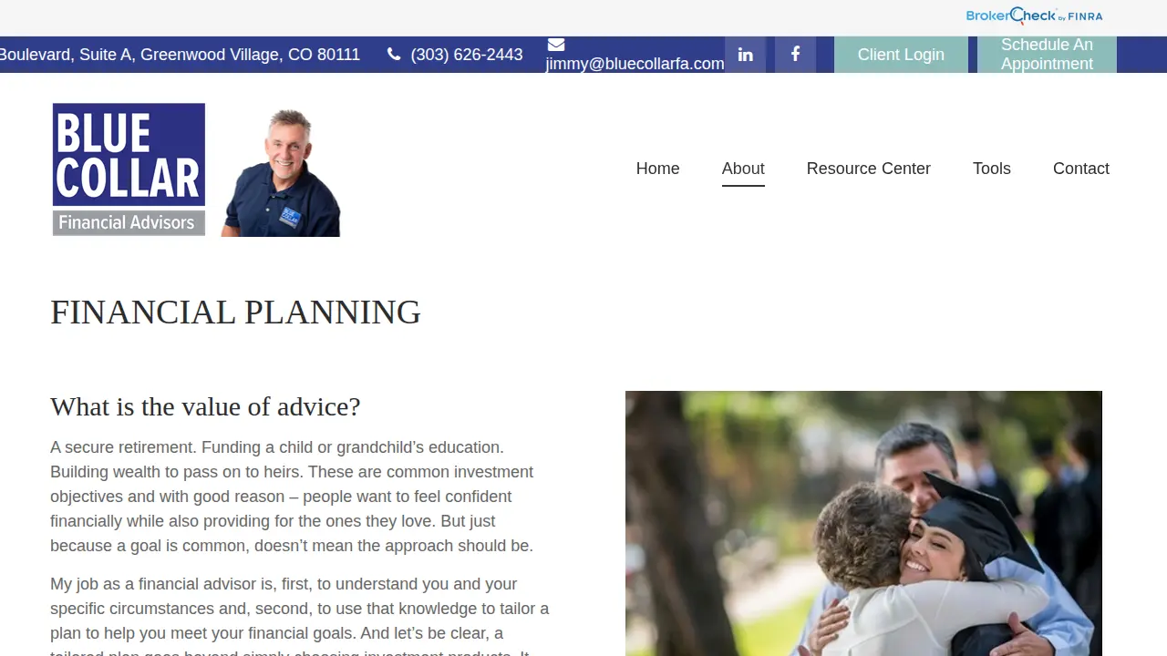Jim Molloy Blue Collar Financial Advisors page