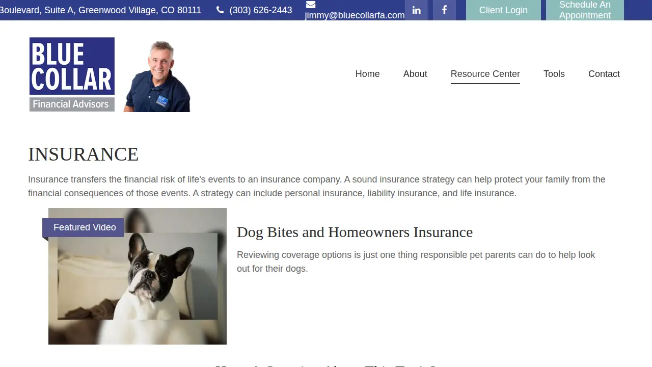 Jim Molloy Blue Collar Financial Advisors page