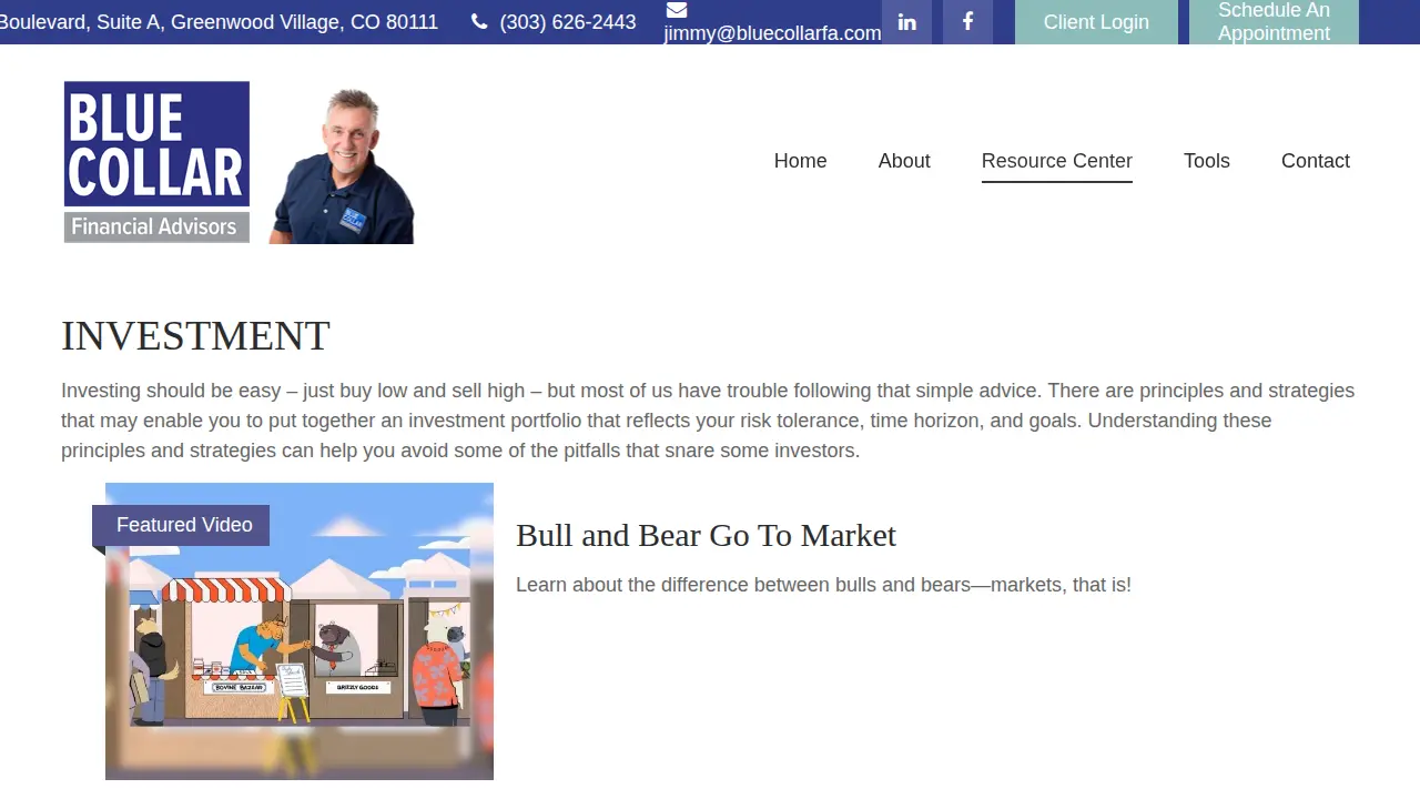 Jim Molloy Blue Collar Financial Advisors page