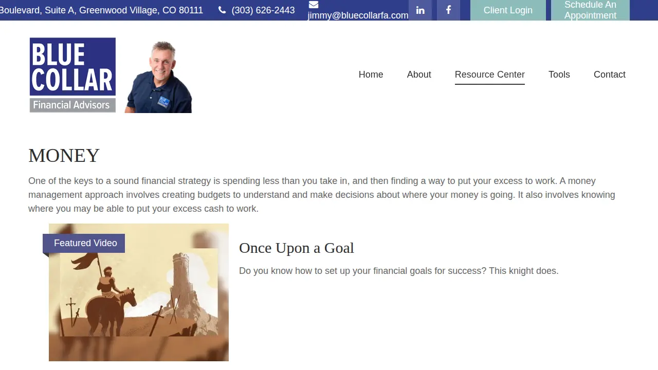 Jim Molloy Blue Collar Financial Advisors page