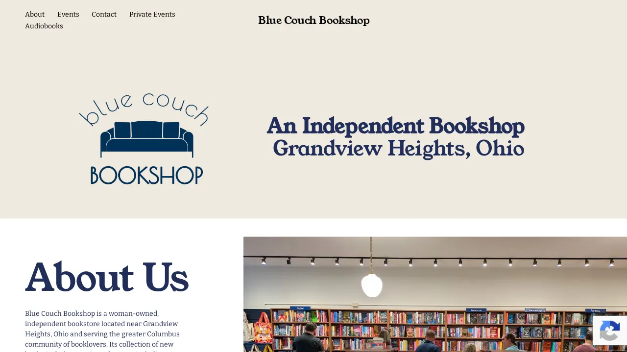 Blue Couch Bookshop website