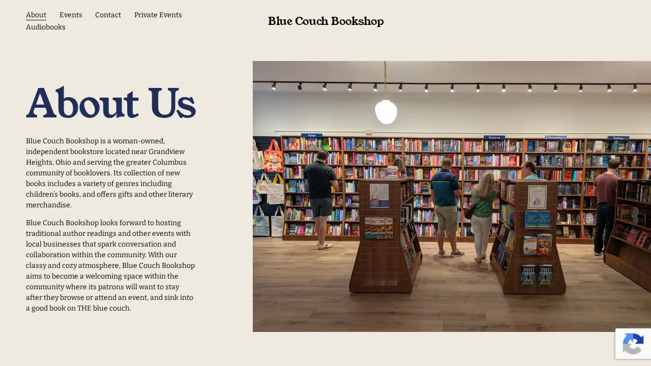 Blue Couch Bookshop page