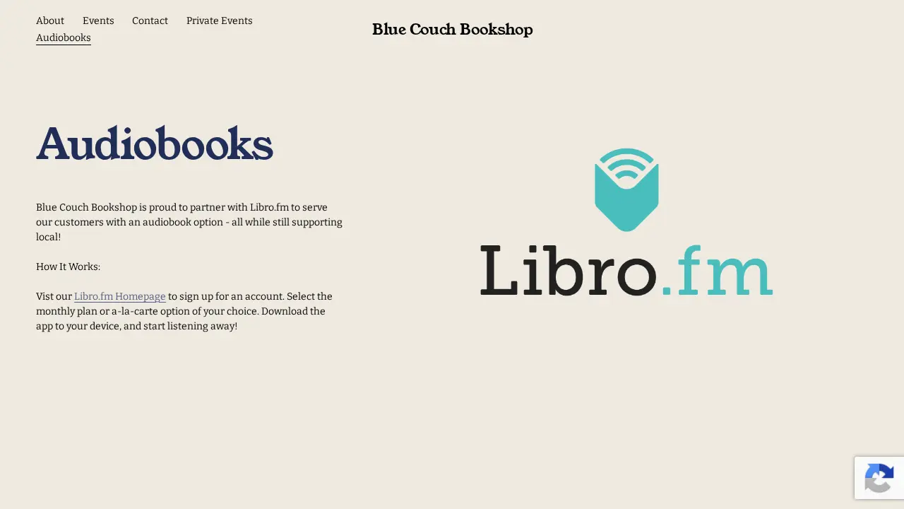 Blue Couch Bookshop page