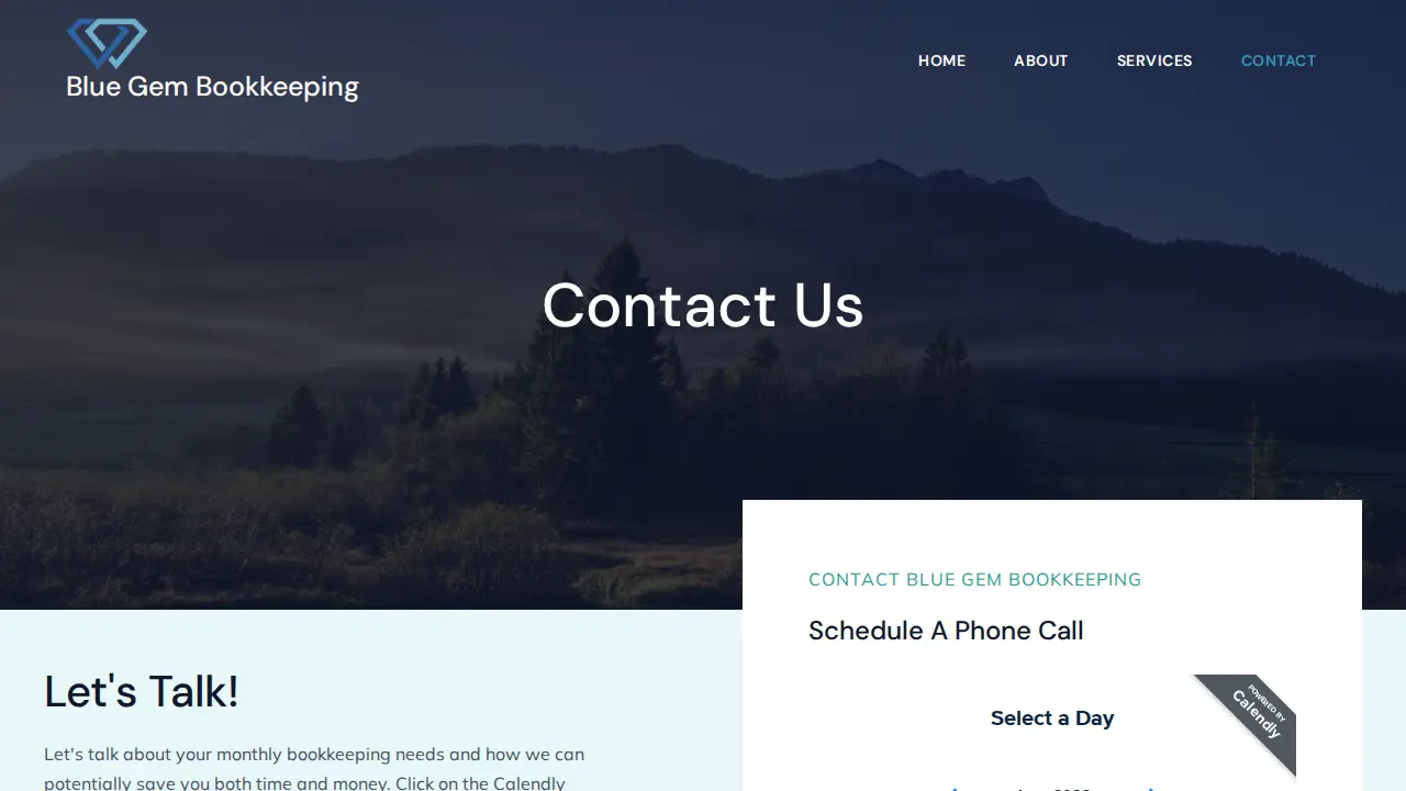 Blue Gem Bookkeeping page
