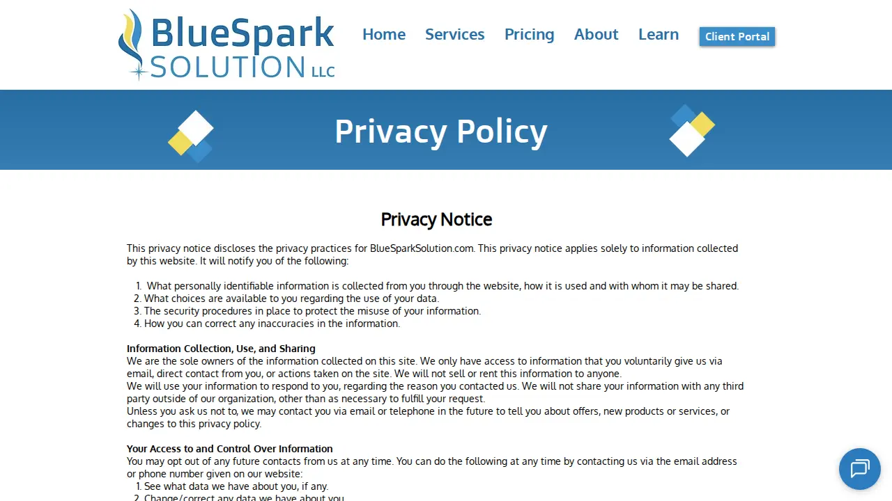 BlueSpark Solution page
