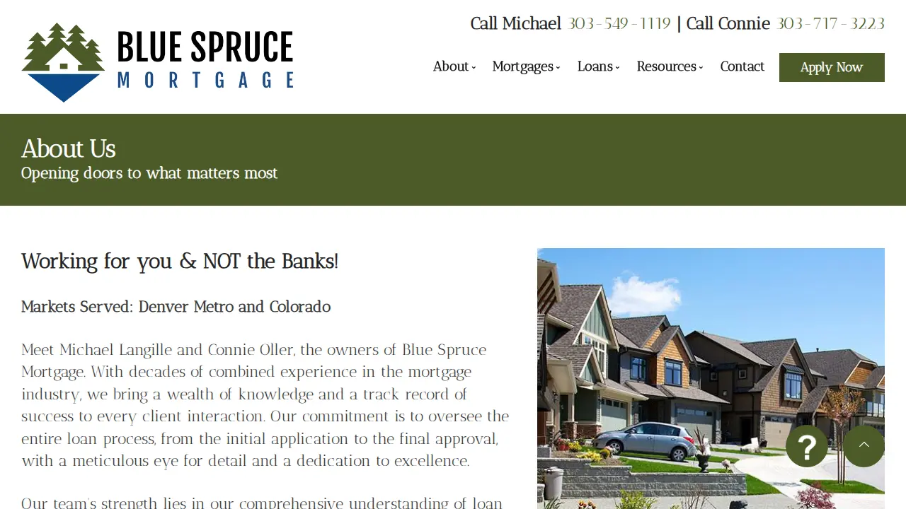 Blue Spruce Mortgage page