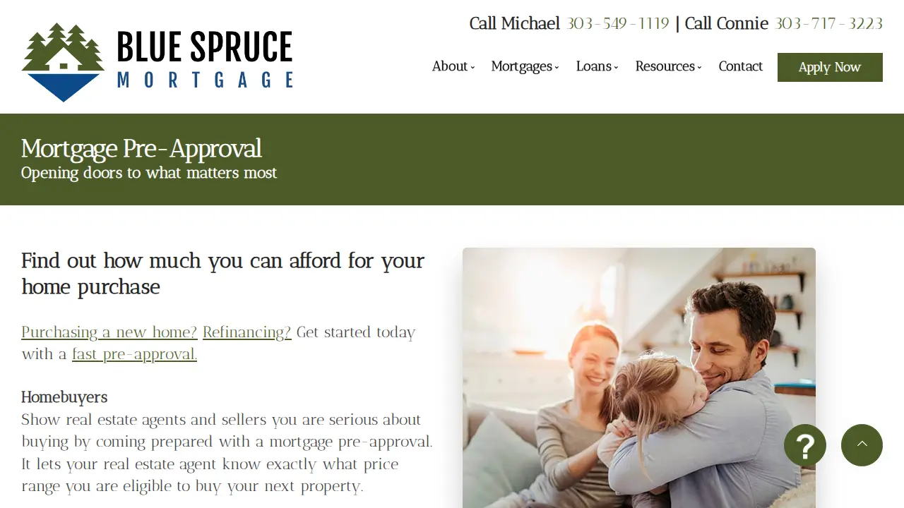 Blue Spruce Mortgage page