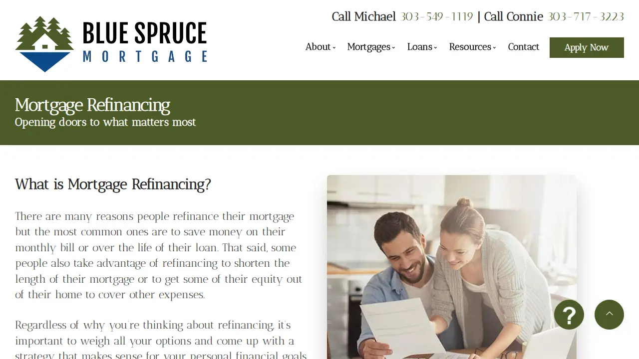 Blue Spruce Mortgage page