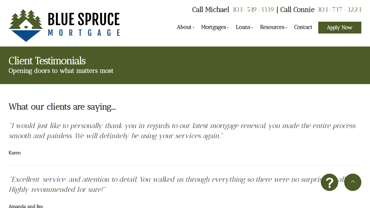 Blue Spruce Mortgage page
