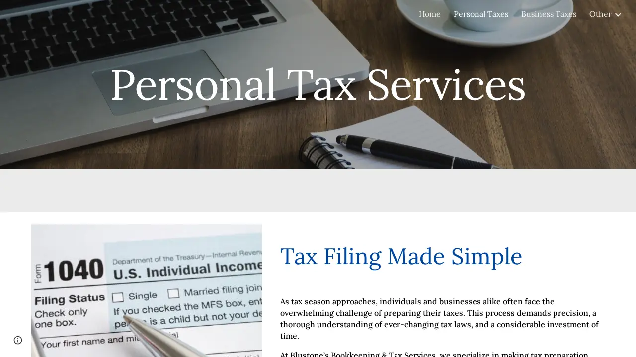 Blustone - Bookkeeping & Tax Services page