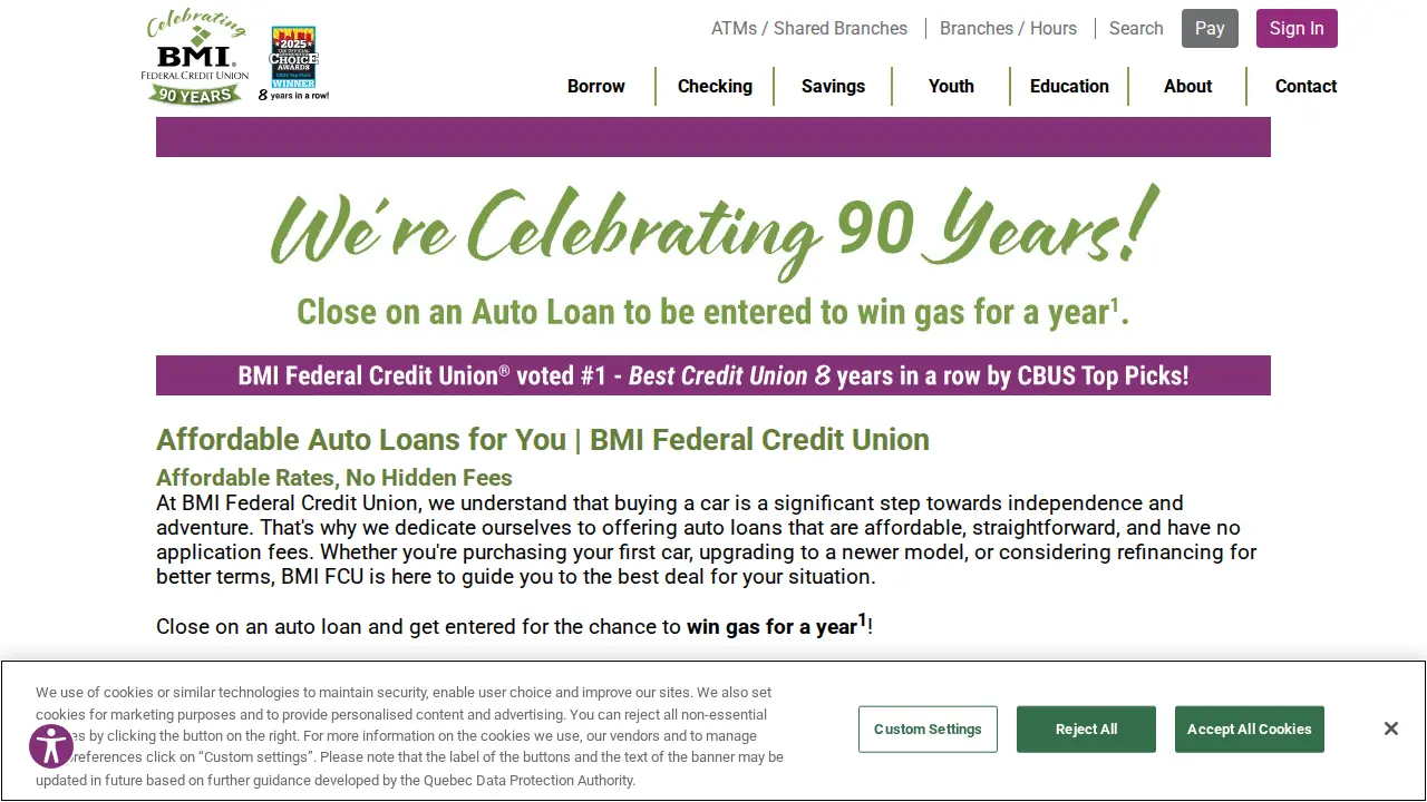 BMI Federal Credit Union page