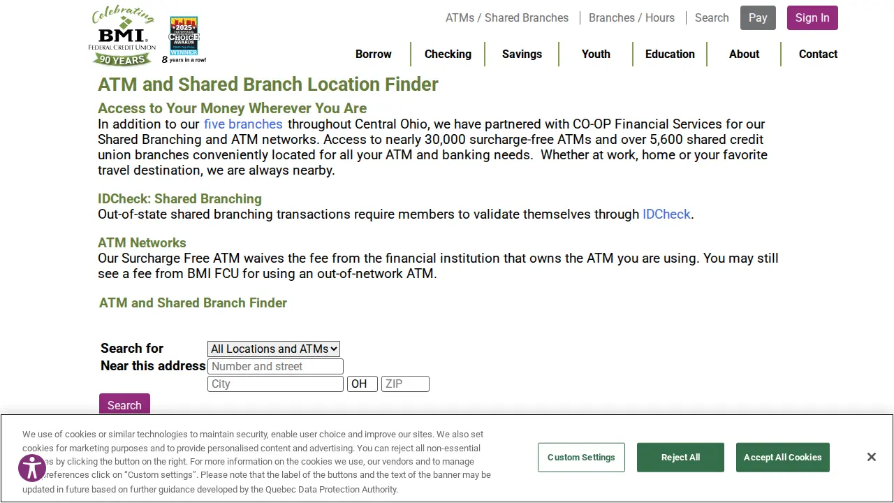 BMI Federal Credit Union page