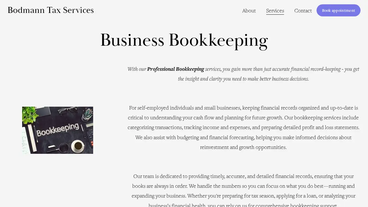 Bodmann Tax Services page
