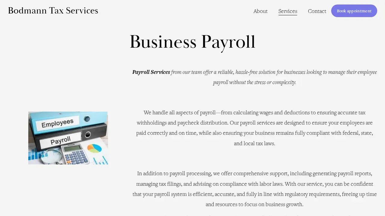 Bodmann Tax Services page