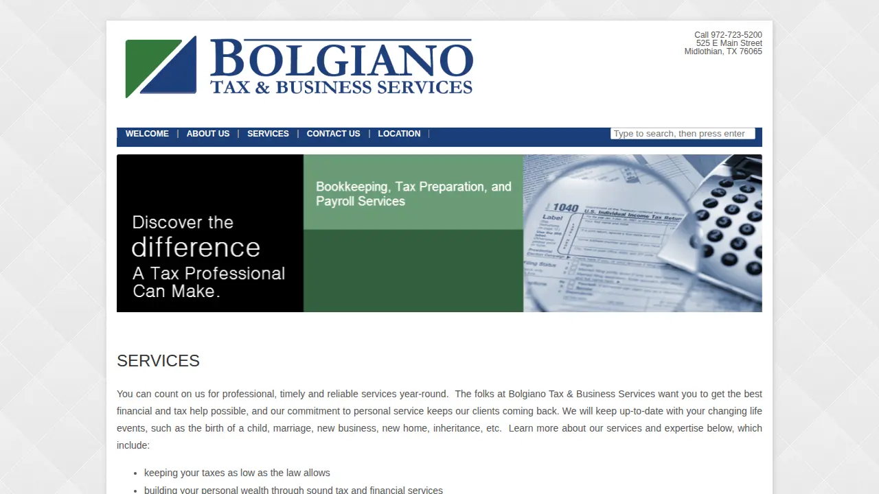 Bolgiano Tax & Business Services page