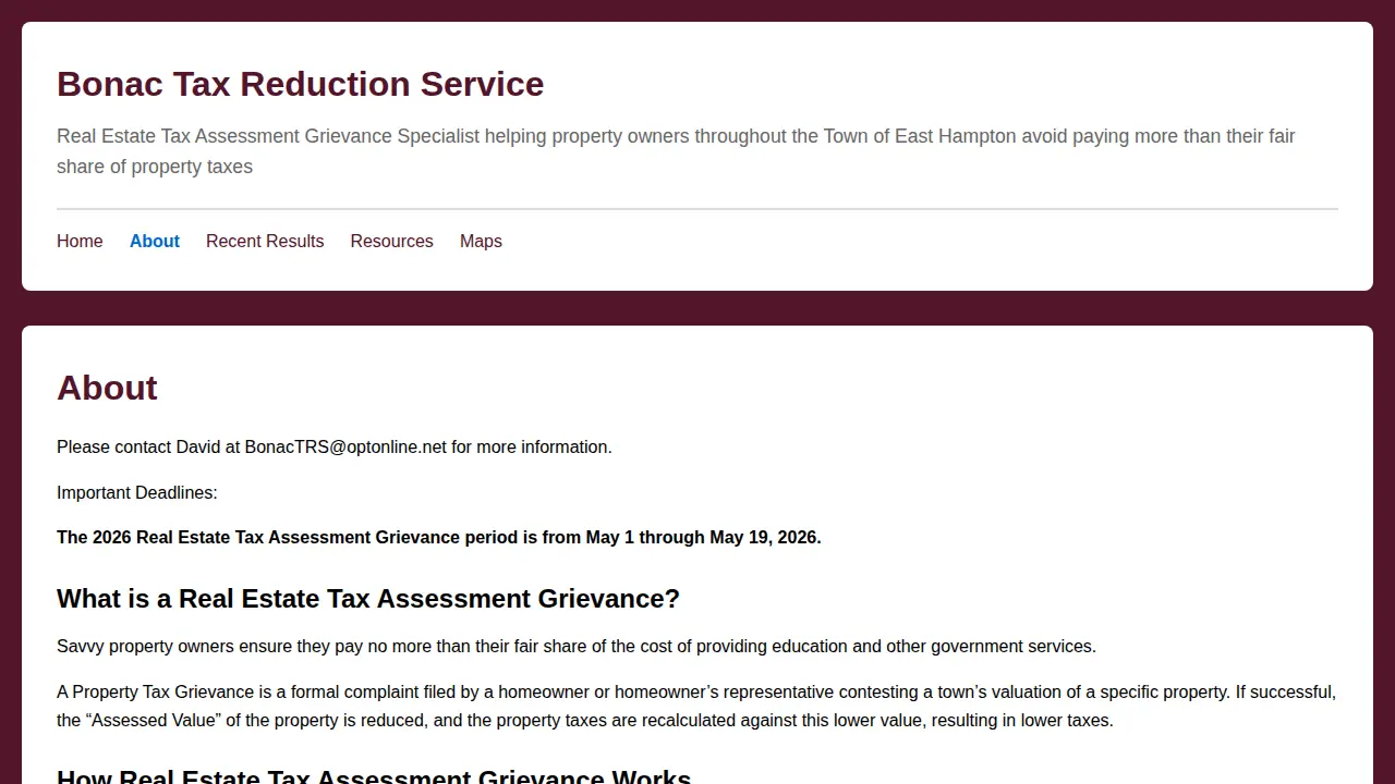 BONAC Tax Reduction Service page