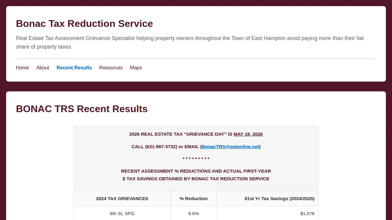 BONAC Tax Reduction Service page