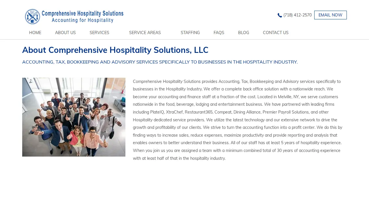 Comprehensive Hospitality Solutions page