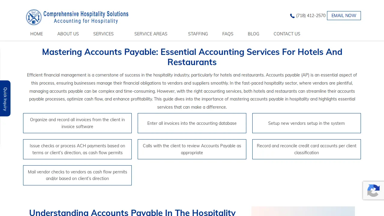 Comprehensive Hospitality Solutions page