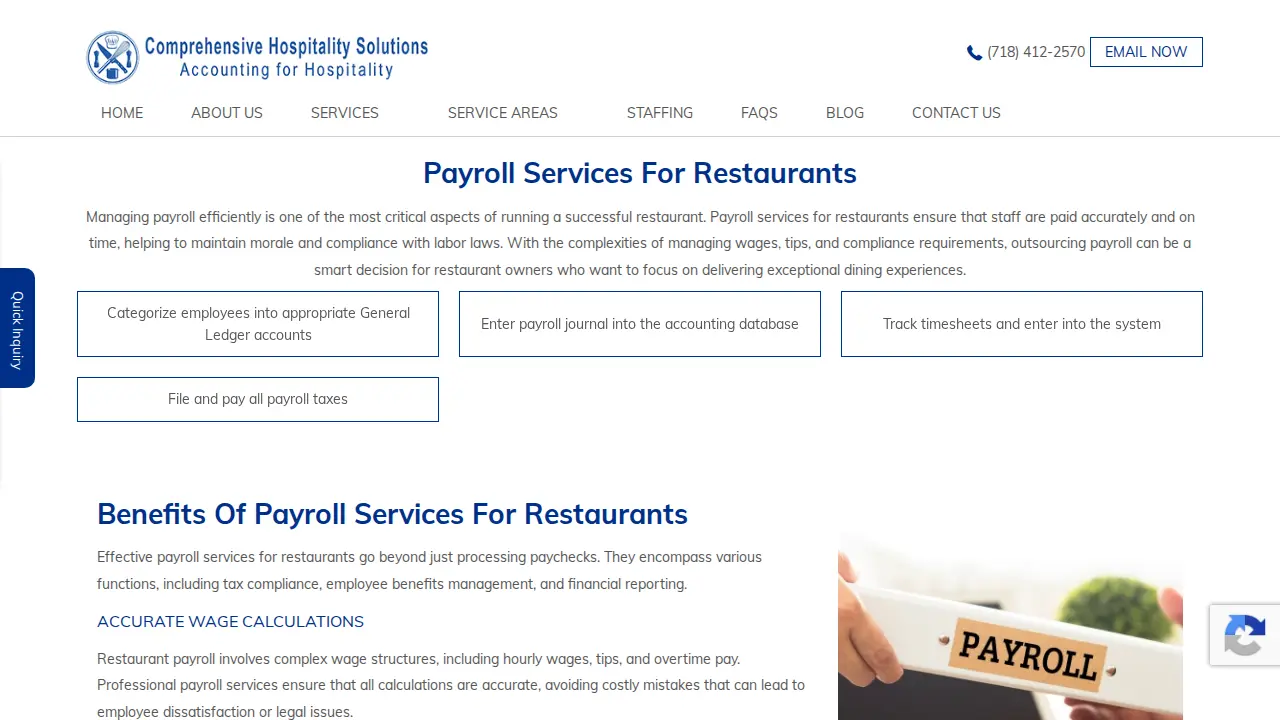Comprehensive Hospitality Solutions page
