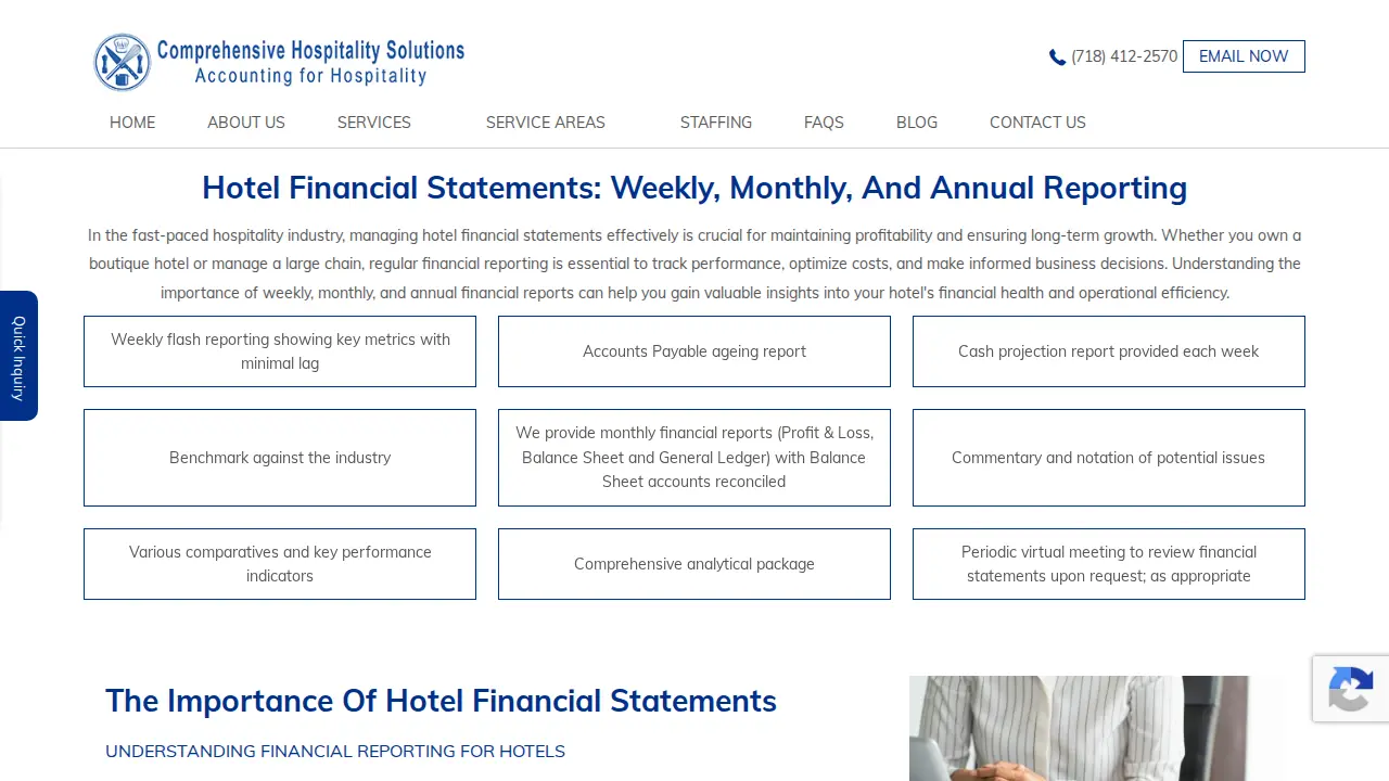 Comprehensive Hospitality Solutions page
