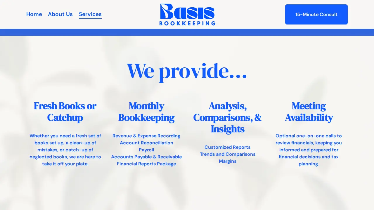 Basis Bookkeeping page