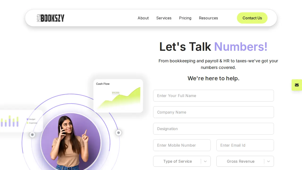 Bookszy | Bookkeeping for Startups and Small Business page