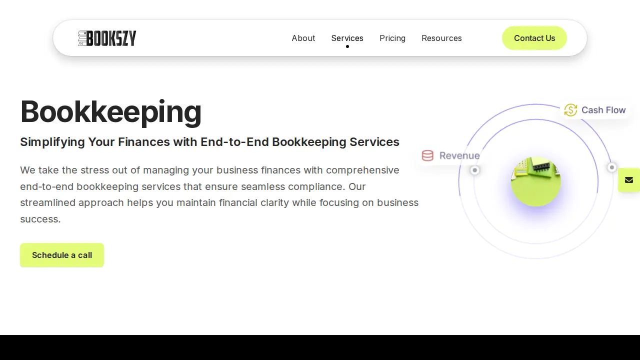 Bookszy | Bookkeeping for Startups and Small Business page