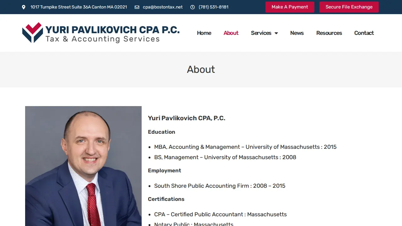 Yuri Pavlikovich CPA P.C. page