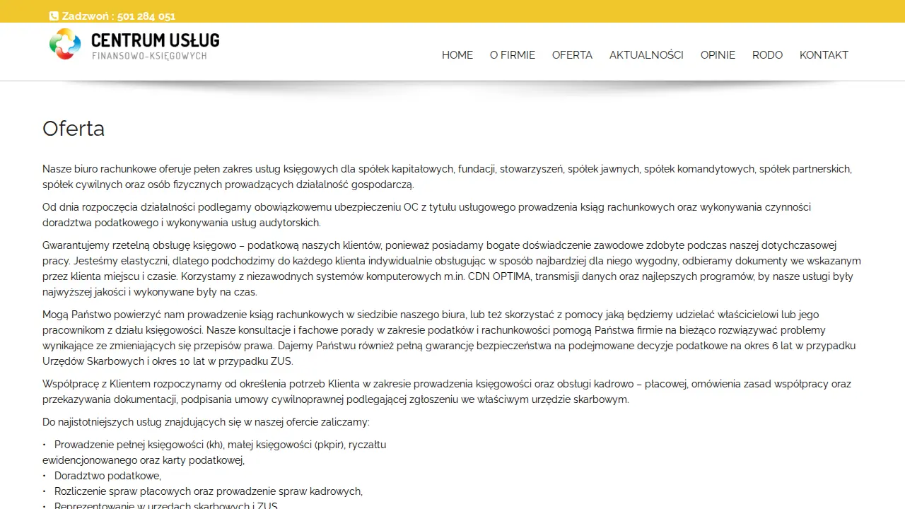 CENTRUM USŁUG FINANSOWO - KSIĘGOWYCH JAROSŁAW KÓZKA page