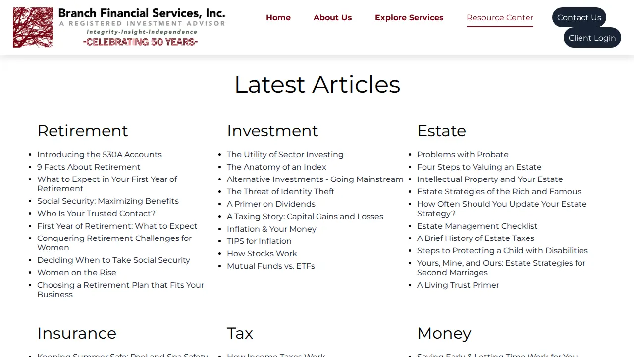 Branch Financial Services, Inc page