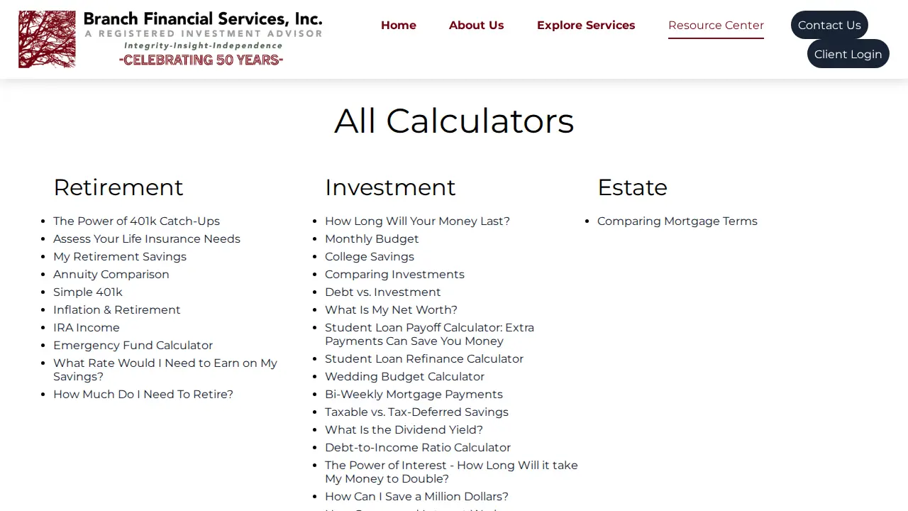 Branch Financial Services, Inc page
