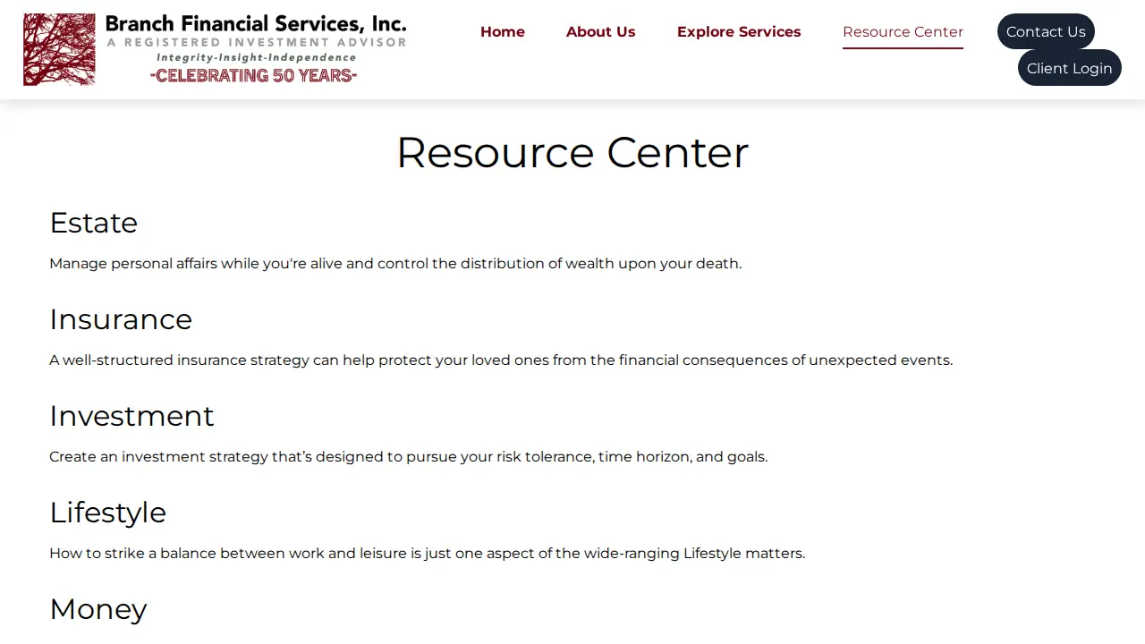 Branch Financial Services, Inc page