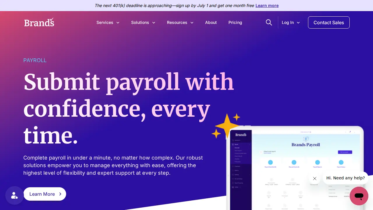 Brand's Payroll page