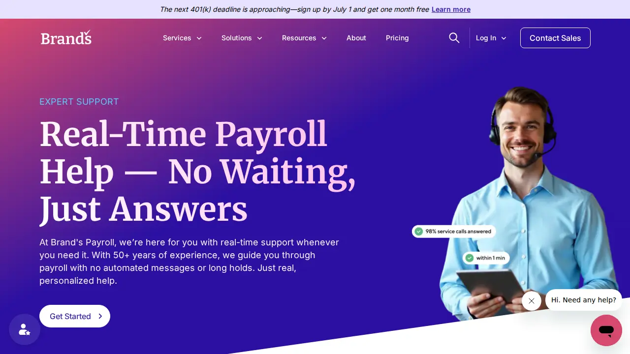 Brand's Payroll page