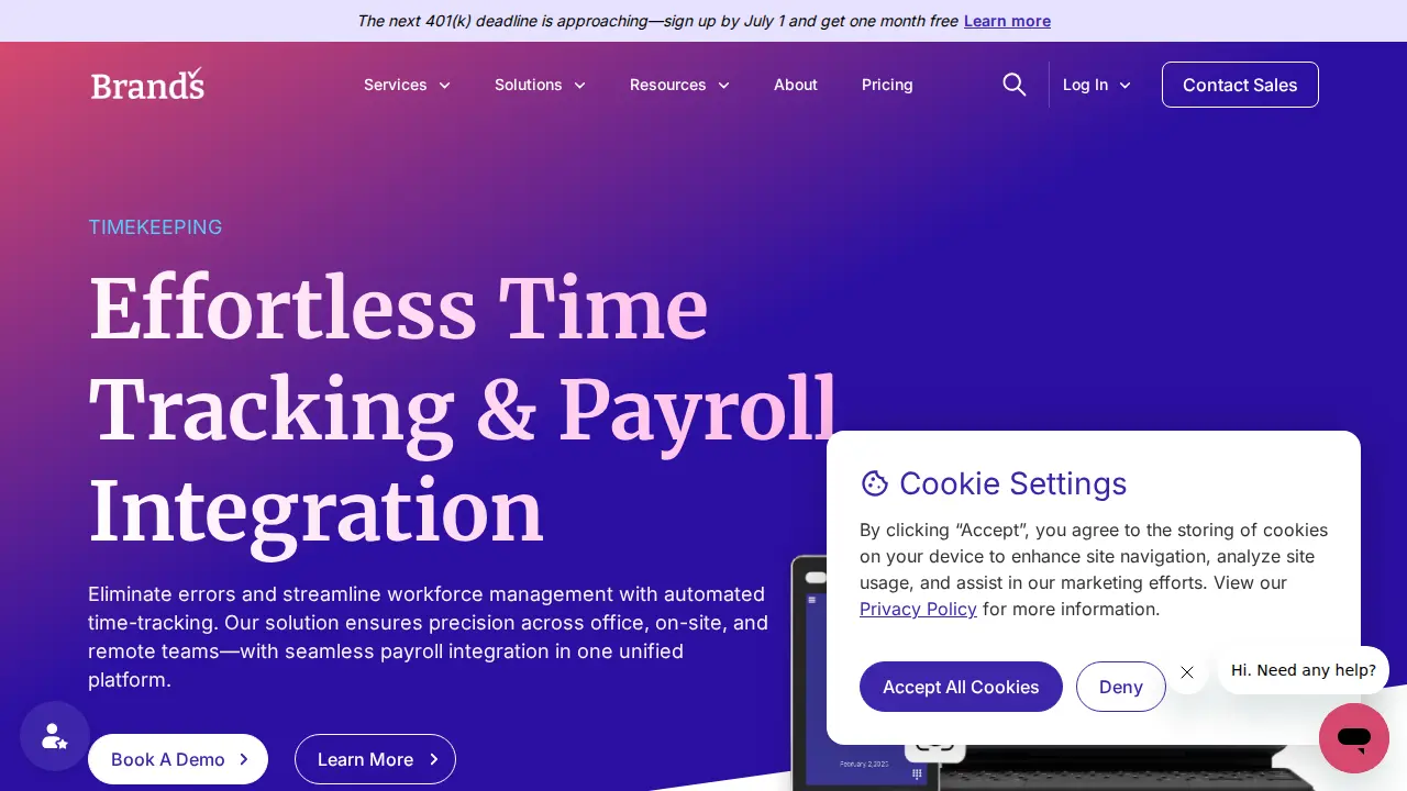Brand's Payroll page