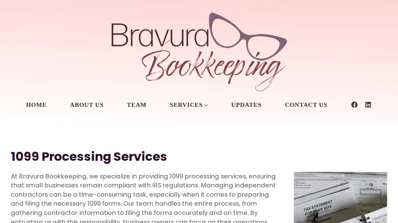 Bravura Bookkeeping page
