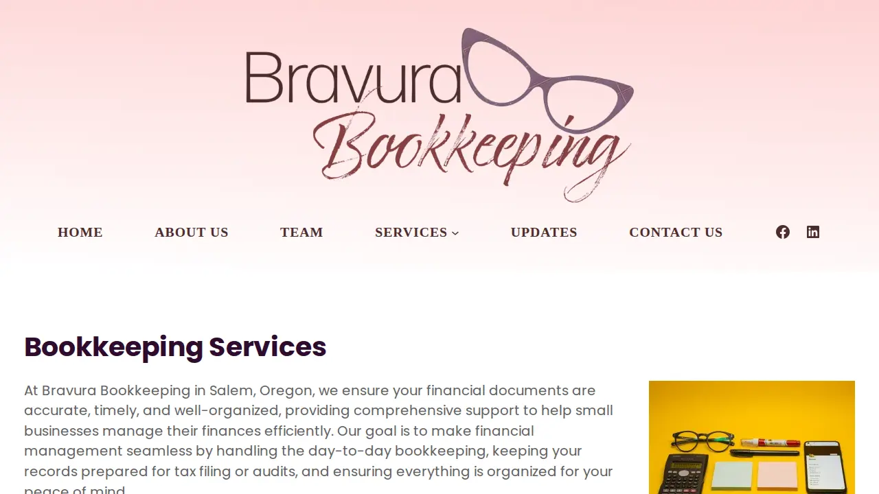 Bravura Bookkeeping page