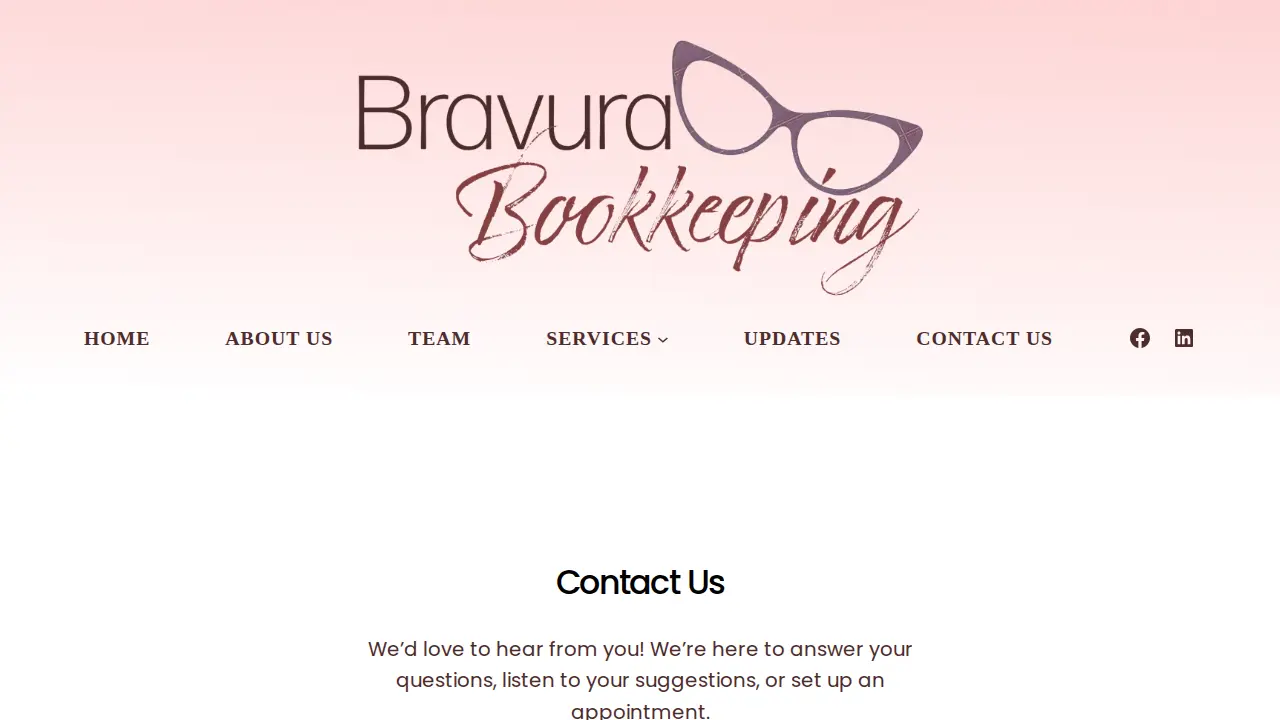 Bravura Bookkeeping page
