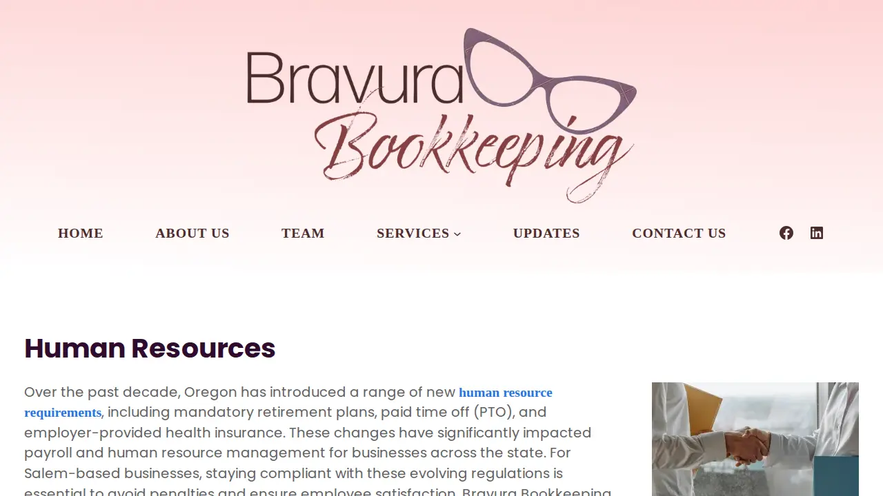 Bravura Bookkeeping page