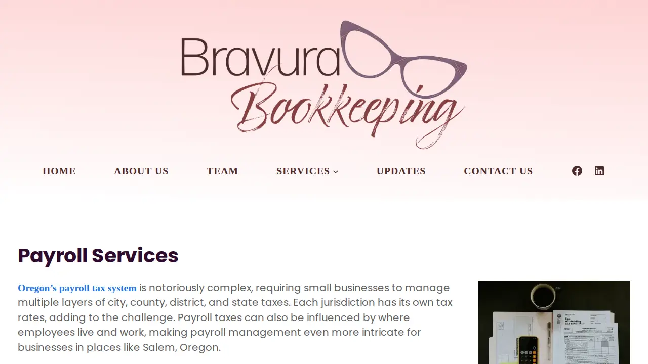 Bravura Bookkeeping page