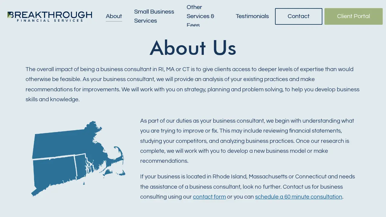 Breakthrough Financial Services page