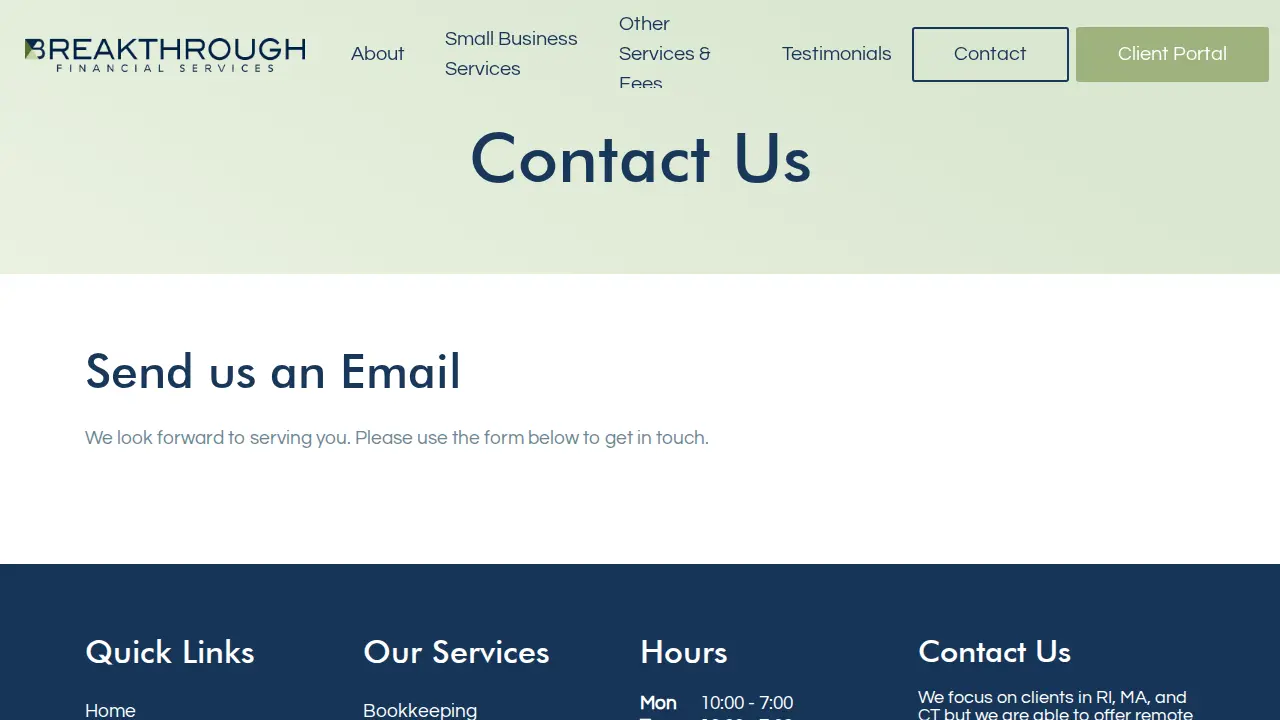 Breakthrough Financial Services page