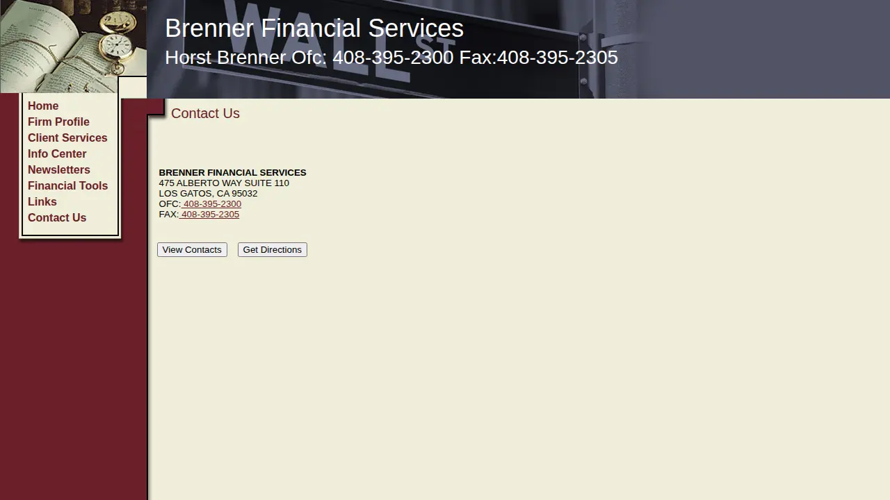 Brenner Financial Services page