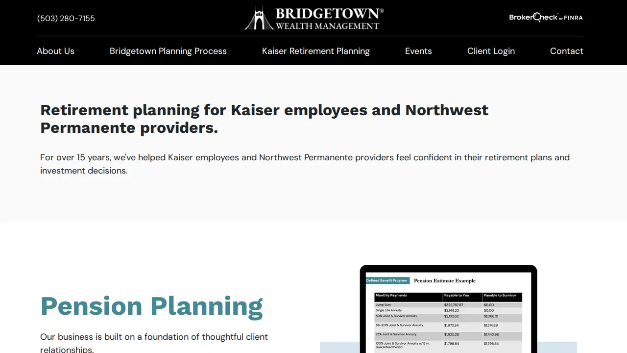 Bridgetown Wealth Management page