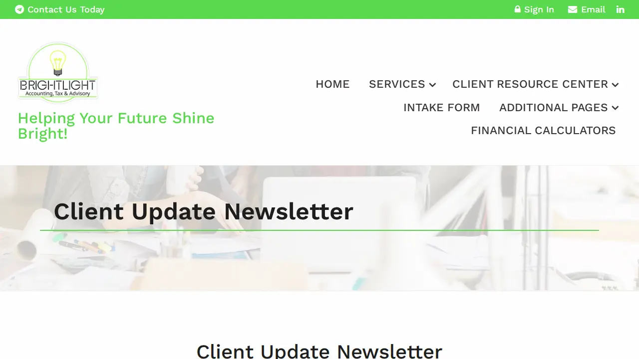 Brightlight Bookkeeping page
