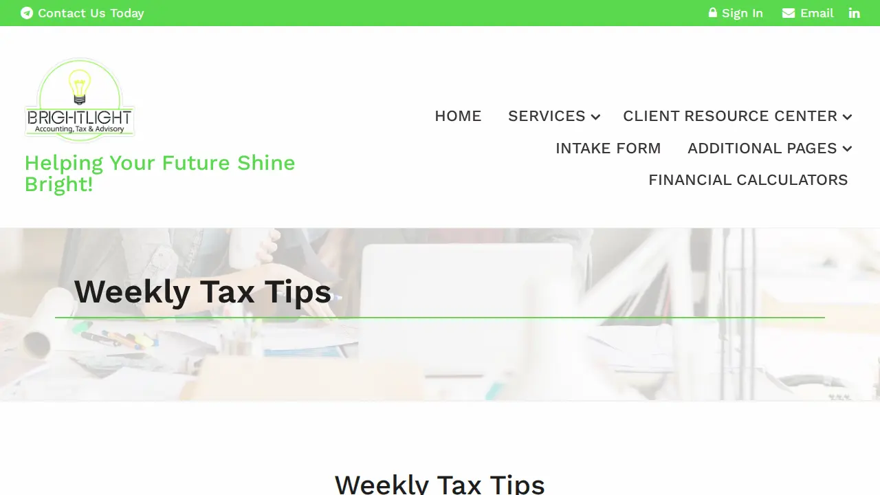 Brightlight Bookkeeping page